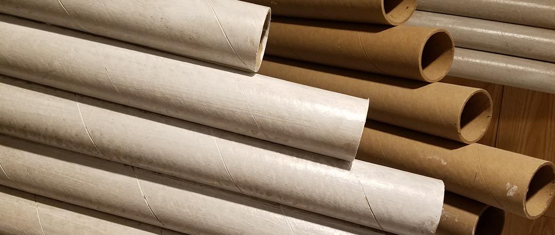 cardboard tubes used as clouds