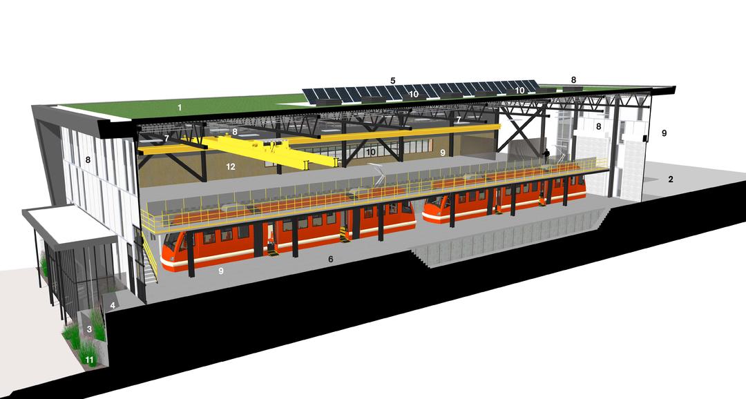 interior diagram of the sustainability features in the facility